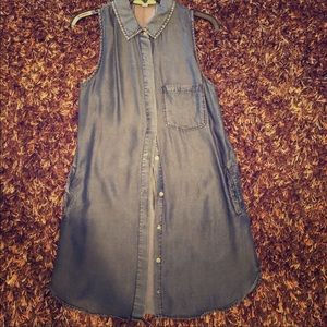 Nordstrom Distressed Style Chambray Denim Dress S
